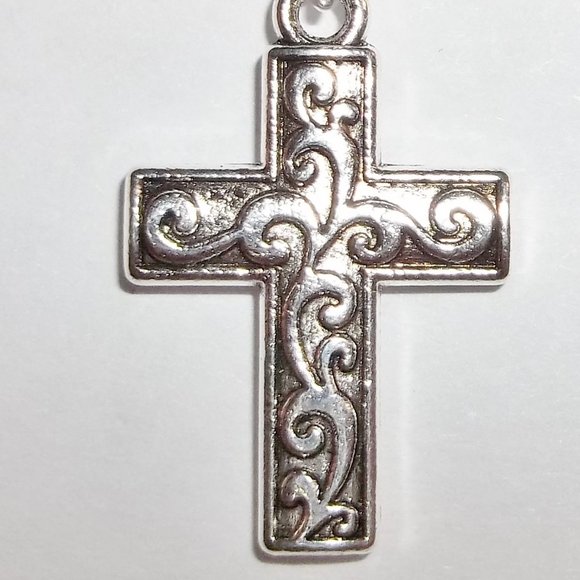 Unisex Silver Cross Earring Post Stud Silver Girl Boy Man Woman Simple NWT 5480 - Picture 7 of 9